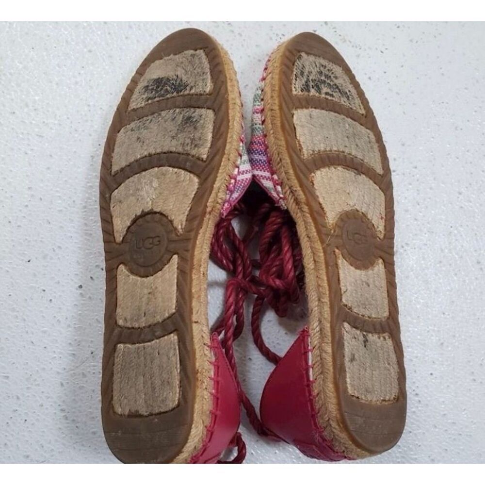 UGG Espadrille Multicolor With Pink Leather Shearling Sandal - Comfortable Style - Picture 7 of 7